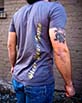 Men's Short Sleeve grey Berimbau Shirt design closeup