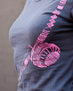 Women's Short Sleeve Grey Berimbau Shirt design closeup