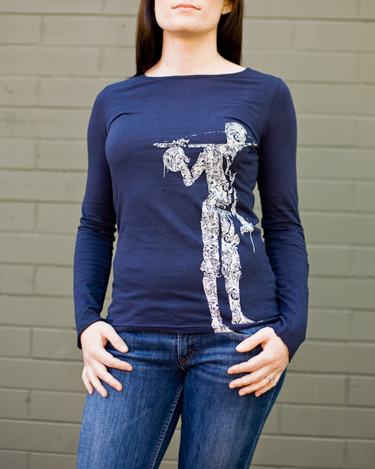 Women's Long Sleeve Navy Berimbau Shirt