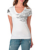 Women's White V Neck Words Shirt